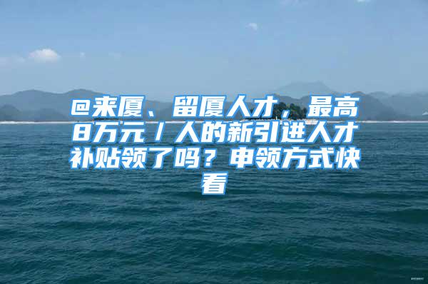 @來廈、留廈人才，最高8萬元／人的新引進人才補貼領(lǐng)了嗎？申領(lǐng)方式快看→