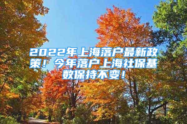 2022年上海落戶最新政策！今年落戶上海社保基數(shù)保持不變！