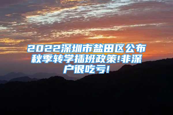 2022深圳市鹽田區(qū)公布秋季轉(zhuǎn)學(xué)插班政策!非深戶很吃虧!