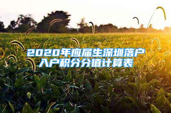 2020年應(yīng)屆生深圳落戶入戶積分分值計(jì)算表