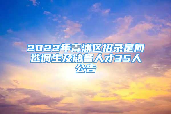 2022年青浦區(qū)招錄定向選調(diào)生及儲(chǔ)備人才35人公告