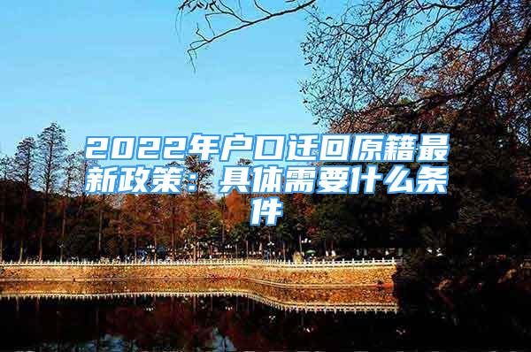 2022年戶口遷回原籍最新政策：具體需要什么條件