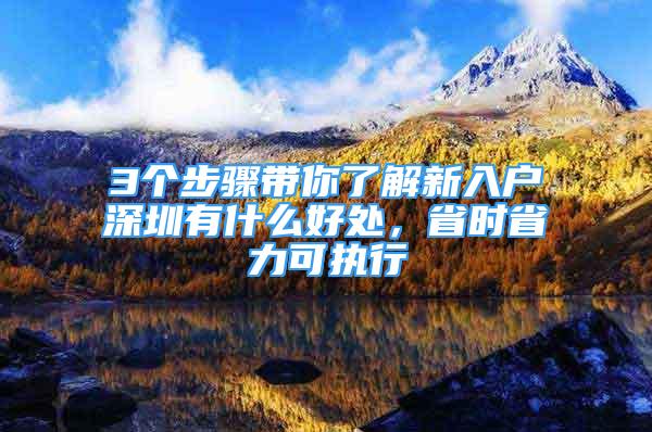 3個(gè)步驟帶你了解新入戶深圳有什么好處，省時(shí)省力可執(zhí)行