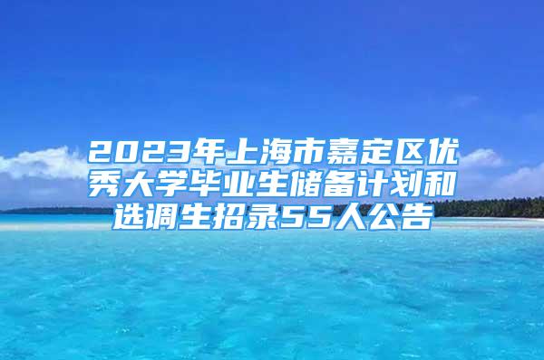 2023年上海市嘉定區(qū)優(yōu)秀大學(xué)畢業(yè)生儲備計劃和選調(diào)生招錄55人公告