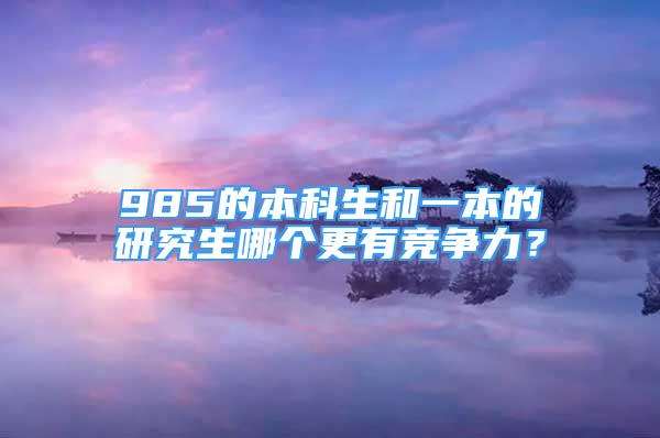 985的本科生和一本的研究生哪個更有競爭力？