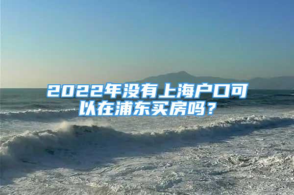 2022年沒有上海戶口可以在浦東買房嗎？