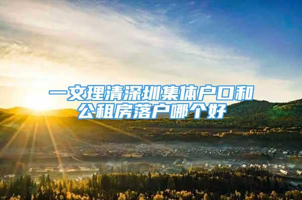 一文理清深圳集體戶口和公租房落戶哪個(gè)好