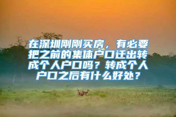 在深圳剛剛買房，有必要把之前的集體戶口遷出轉(zhuǎn)成個(gè)人戶口嗎？轉(zhuǎn)成個(gè)人戶口之后有什么好處？