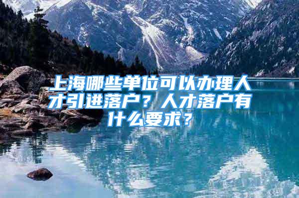 上海哪些單位可以辦理人才引進(jìn)落戶？人才落戶有什么要求？