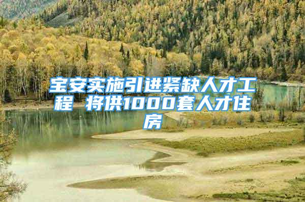 寶安實施引進緊缺人才工程 將供1000套人才住房