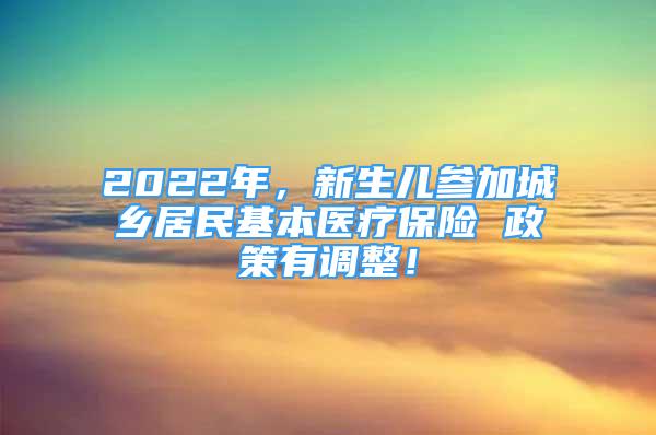 2022年，新生兒參加城鄉(xiāng)居民基本醫(yī)療保險(xiǎn) 政策有調(diào)整！