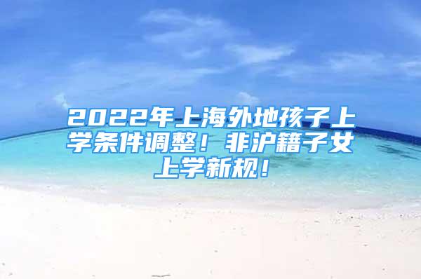 2022年上海外地孩子上學(xué)條件調(diào)整！非滬籍子女上學(xué)新規(guī)！