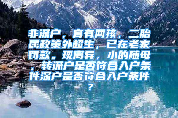 非深戶，育有兩孩，二胎屬政策外超生，已在老家罰款。現(xiàn)離異，小的隨母，轉(zhuǎn)深戶是否符合入戶條件深戶是否符合入戶條件？