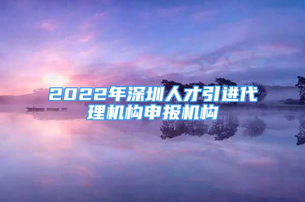 2022年深圳人才引進(jìn)代理機(jī)構(gòu)申報(bào)機(jī)構(gòu)