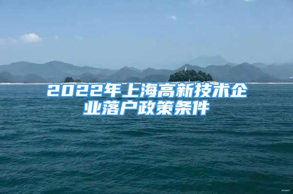 2022年上海高新技術(shù)企業(yè)落戶政策條件