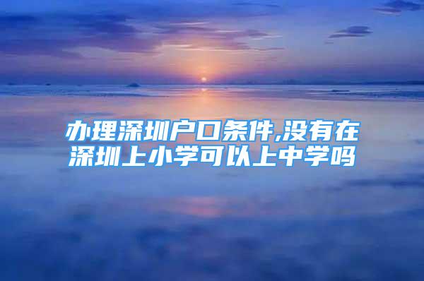 辦理深圳戶口條件,沒有在深圳上小學可以上中學嗎