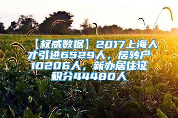 【權(quán)威數(shù)據(jù)】2017上海人才引進(jìn)6529人，居轉(zhuǎn)戶10206人，新辦居住證積分44480人