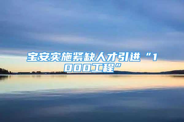 寶安實(shí)施緊缺人才引進(jìn)“1000工程”