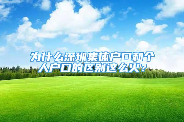 為什么深圳集體戶口和個人戶口的區(qū)別這么火？