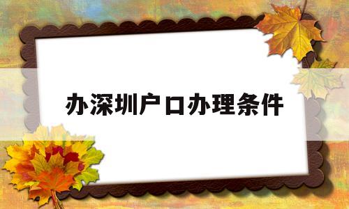 辦深圳戶口辦理?xiàng)l件(現(xiàn)在申請深圳戶口需要什么條件) 大專入戶深圳