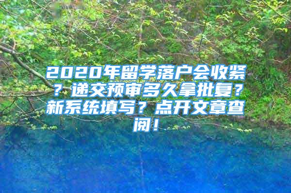 2020年留學(xué)落戶會收緊？遞交預(yù)審多久拿批復(fù)？新系統(tǒng)填寫？點(diǎn)開文章查閱！