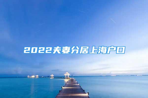 2022夫妻分居上海戶口