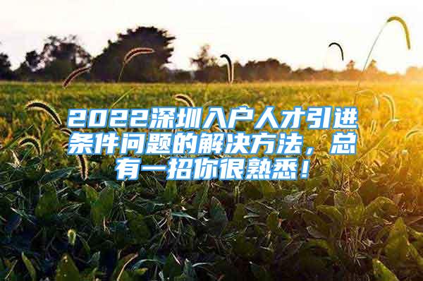 2022深圳入戶人才引進條件問題的解決方法，總有一招你很熟悉！