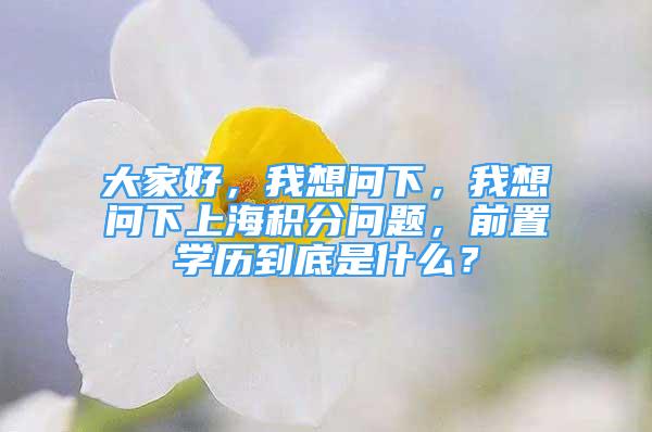 大家好，我想問下，我想問下上海積分問題，前置學(xué)歷到底是什么？