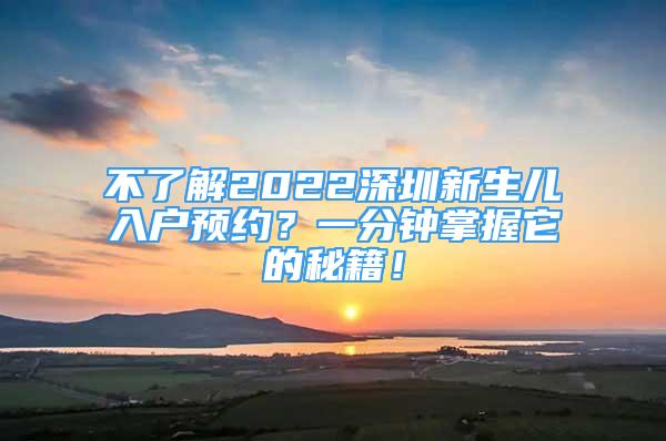 不了解2022深圳新生兒入戶預(yù)約？一分鐘掌握它的秘籍！