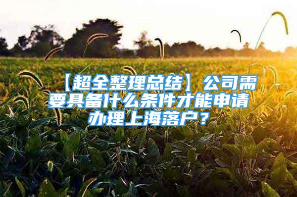 【超全整理總結(jié)】公司需要具備什么條件才能申請辦理上海落戶？