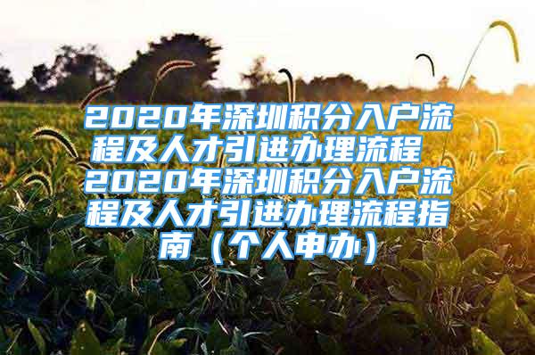 2020年深圳積分入戶流程及人才引進(jìn)辦理流程 2020年深圳積分入戶流程及人才引進(jìn)辦理流程指南（個(gè)人申辦）