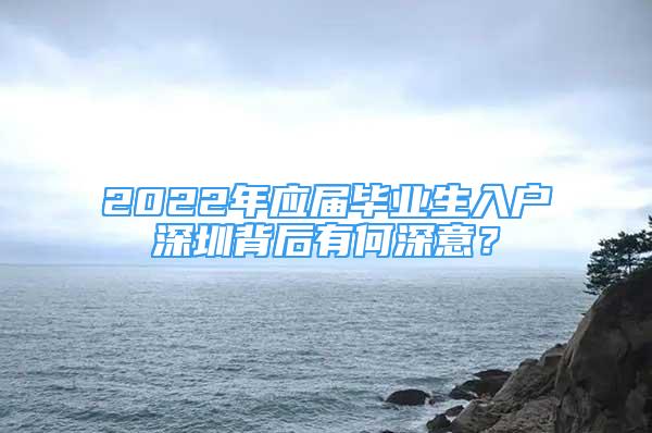 2022年應屆畢業(yè)生入戶深圳背后有何深意？