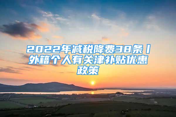 2022年減稅降費(fèi)38條丨外籍個(gè)人有關(guān)津補(bǔ)貼優(yōu)惠政策