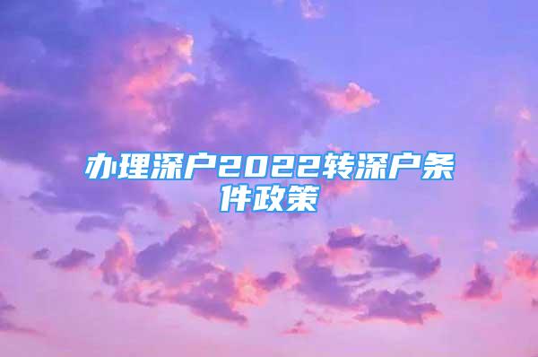 辦理深戶2022轉(zhuǎn)深戶條件政策