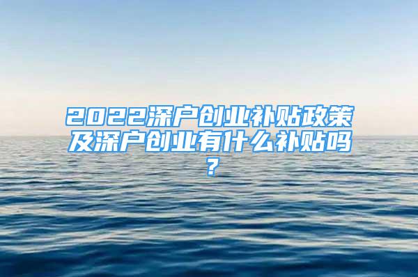 2022深戶創(chuàng)業(yè)補(bǔ)貼政策及深戶創(chuàng)業(yè)有什么補(bǔ)貼嗎？