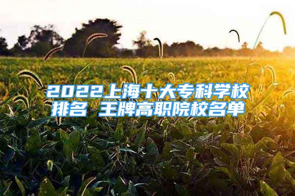 2022上海十大?？茖W(xué)校排名 王牌高職院校名單