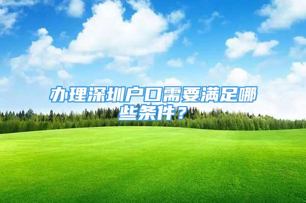 辦理深圳戶口需要滿足哪些條件？