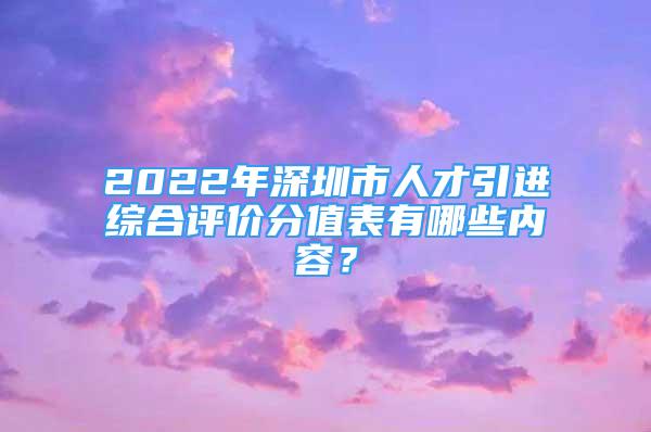 2022年深圳市人才引進(jìn)綜合評(píng)價(jià)分值表有哪些內(nèi)容？