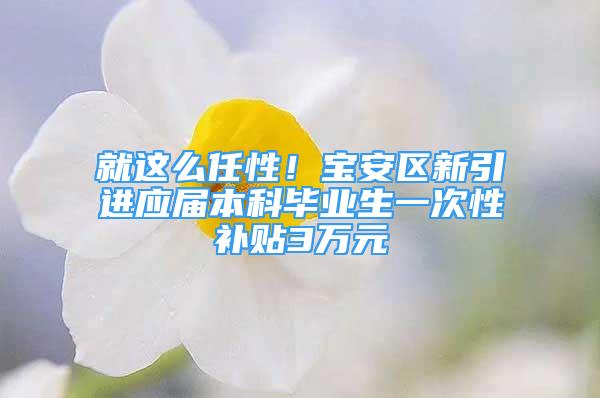 就這么任性！寶安區(qū)新引進應屆本科畢業(yè)生一次性補貼3萬元