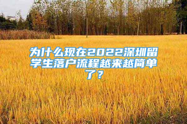 為什么現(xiàn)在2022深圳留學(xué)生落戶流程越來越簡單了？