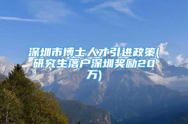 深圳市博士人才引進(jìn)政策(研究生落戶深圳獎勵20萬)