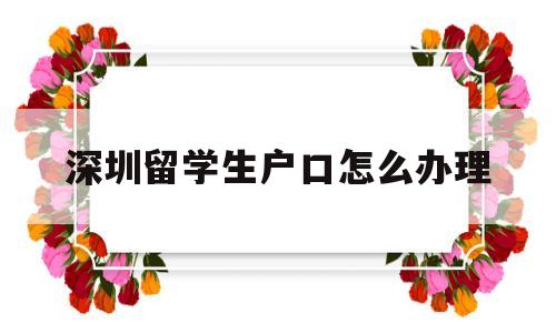 深圳留學(xué)生戶口怎么辦理(留學(xué)生辦理深圳戶口2019流程) 大專入戶深圳