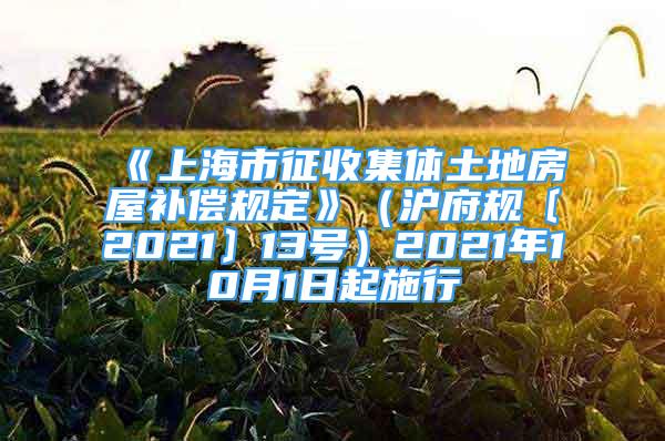 《上海市征收集體土地房屋補(bǔ)償規(guī)定》（滬府規(guī)〔2021〕13號）2021年10月1日起施行