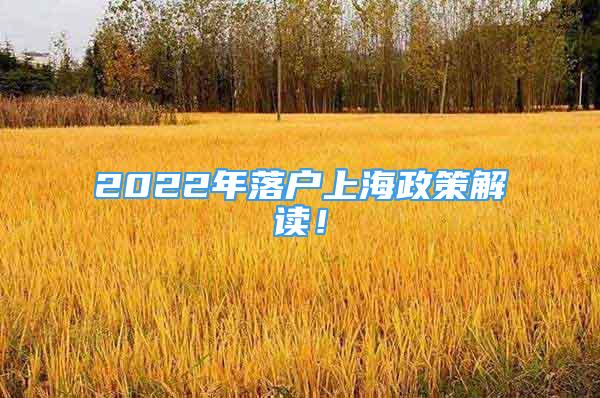 2022年落戶上海政策解讀！