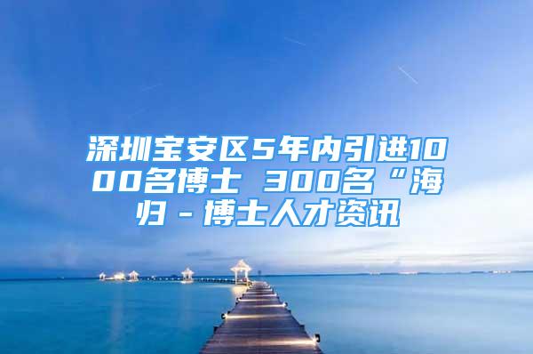 深圳寶安區(qū)5年內(nèi)引進(jìn)1000名博士 300名“海歸－博士人才資訊