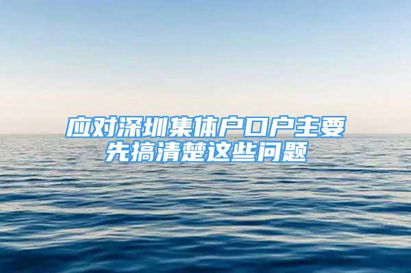 應(yīng)對深圳集體戶口戶主要先搞清楚這些問題