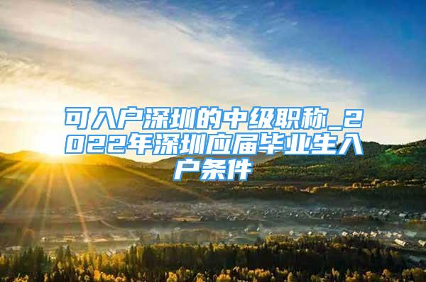 可入戶深圳的中級(jí)職稱(chēng)_2022年深圳應(yīng)屆畢業(yè)生入戶條件