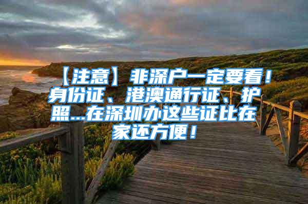 【注意】非深戶一定要看！身份證、港澳通行證、護照...在深圳辦這些證比在家還方便！