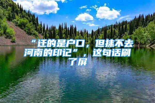 “遷的是戶口，但抹不去河南的印記”，這句話刷了屏