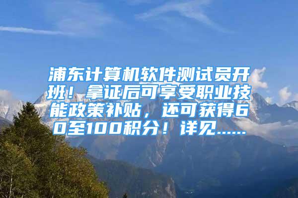 浦東計算機軟件測試員開班！拿證后可享受職業(yè)技能政策補貼，還可獲得60至100積分！詳見......